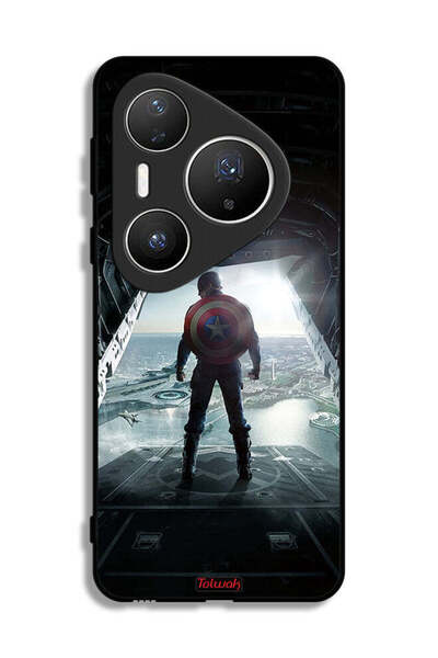 Tolwak غطاء حماية لهاتف هواوي بيورا 80 برو بتصميم صورة كابتن أمريكا