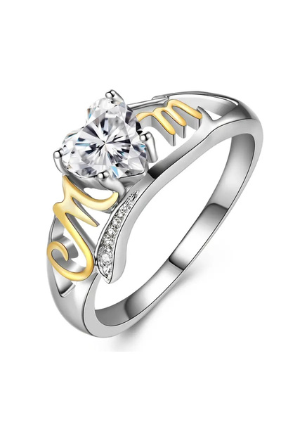 Choice 6 خواتم Q295 من Huitan MOM هدية عيد ميلاد للأم بتصميم ثنائي اللون من الزركون المكعب