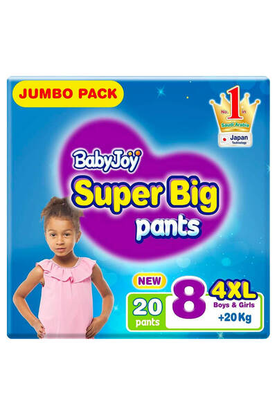 BabyJoy Baby Joy Super Big Pants Unisex, Size 8 (20+ Kg), 20 Pieces