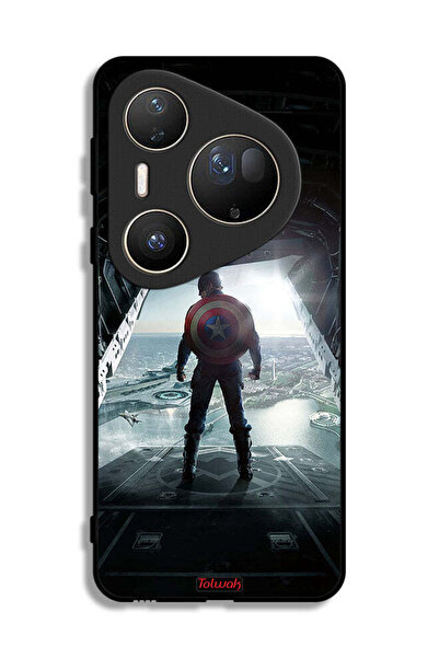 Tolwak غطاء حماية فائق لهاتف هواوي بيورا 80 بتصميم صورة كابتن أمريكا