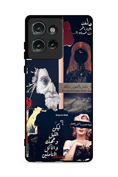 Tolwak غطاء حماية لهاتف موتورولا إيدج 50 بعبارات عربية ووجوه مقطوعة