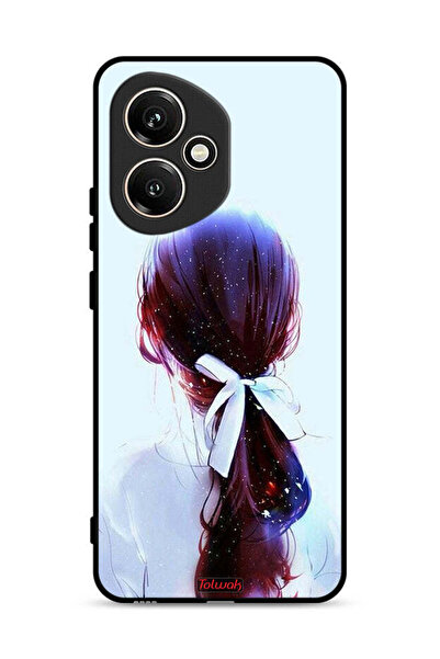 Tolwak غطاء حماية لهاتف Honor 400 بتصميم ربطة شعر مع رباط شعر وفن فتاة