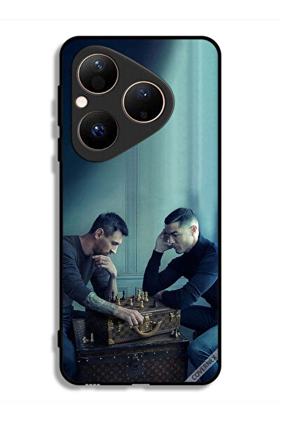 Covernex غطاء حماية لهاتف هواوي بيورا 80 ميسي ضد رونالدو يلعبان الشطرنج