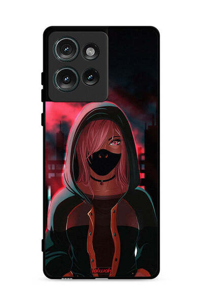 Tolwak غطاء حماية لهاتف موتورولا إيدج 50 برسومات فتاة ترتدي قناعًا