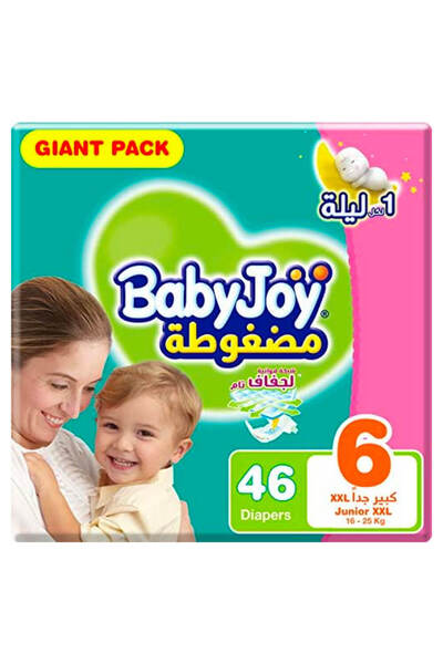 BabyJoy حفاضات بيبي جوي المضغوطة للأطفال، مقاس 6، كبير جدًا، 16+ كجم، عبوة ضخ...