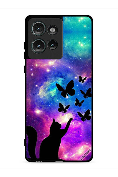 Covernex غطاء حماية لهاتف موتورولا إيدج 50 بنقشة قطة وفراشات