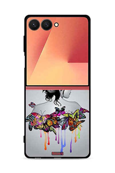 Tolwak غطاء حماية لهاتف سامسونج جالاكسي زد فليب 7، مزين برسومات فراشات وفتاة،...