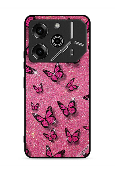 Covernex غطاء حماية لهاتف تكنو بوفا 6 برو 5G بنقشة الفراشات واللمعان