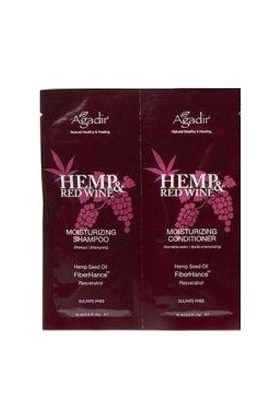 Agadir Hemp & Red Wine Shampoo + Conditioner Pouch 30 ml