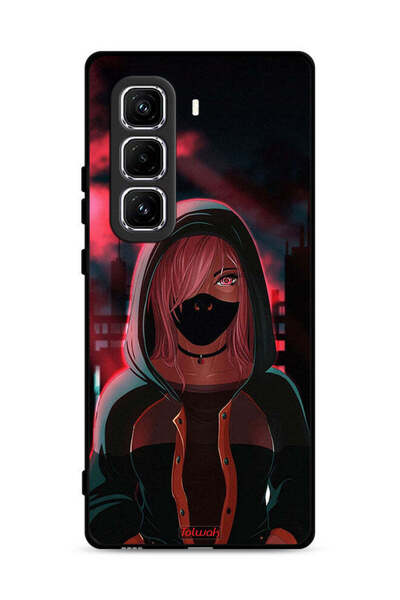 Tolwak غطاء حماية لهاتف Infinix Hot 50 Pro 4G برسومات فتاة ترتدي قناعًا