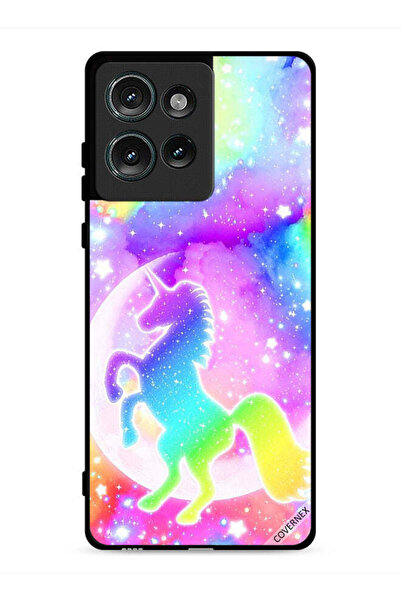 Covernex غطاء حماية لهاتف موتورولا إيدج 50 بتصميم وحيد القرن بألوان قوس قزح