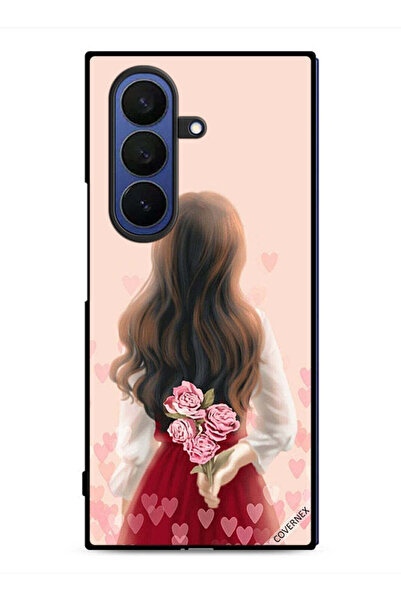 Covernex غطاء حماية لهاتف سامسونج جالاكسي زد فولد 7 بنقشة فتاة تخفي الزهور