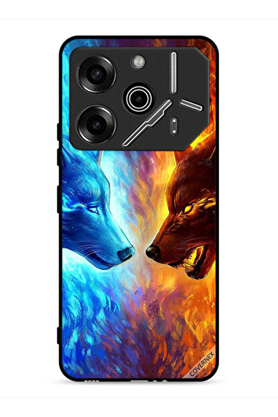 Covernex غطاء حماية لهاتف تكنو بوفا 6 برو 5G بتصميم ذئب الماء والنار