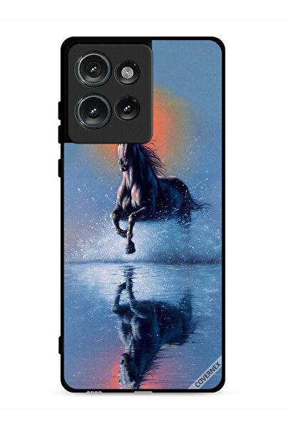Covernex غطاء حماية لهاتف موتورولا إيدج 50 - رسمة حصان يركض في الماء