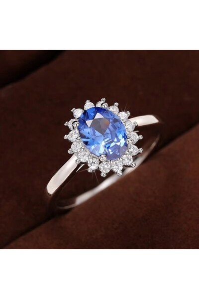 Choice4 9 Q843 Huitan Aesthetic Sunflower Design Rings with Brilliant Blue Cu...