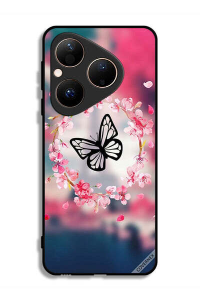 Covernex غطاء حماية هواوي بيورا 80 بتصميم فراشة وحلقة زهور