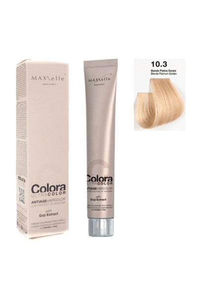 Maxxelle Vopsea de păr blond platinat auriu 10.3 cu extract de Goji 100 ml