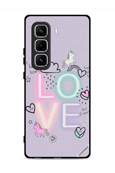 Covernex غطاء حماية لهاتف Infinix Hot 50 Pro 4G بطبعة قلب جميل ووحيد القرن