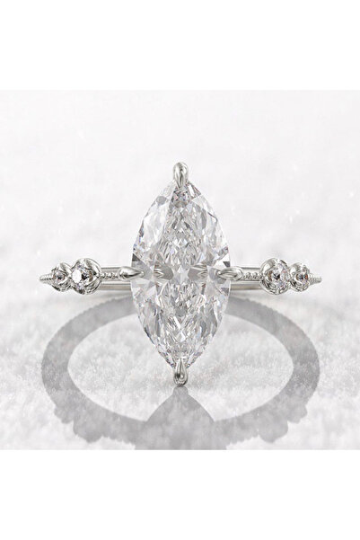 Choice 7 خواتم F1494 من Huitan مرصعة بأحجار الزركونيا المكعبة من كريستال ماركيز AAA للنساء، خاتم خطوبة رفيع، زفاف أنيق