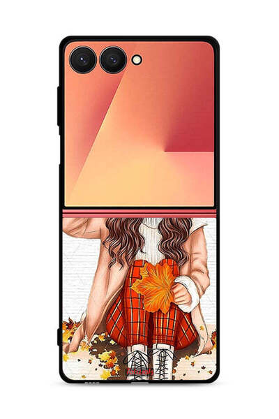 Tolwak غطاء حماية لهاتف Samsung Galaxy Z Flip7 يحمل صورة أوراق الخريف الفنية