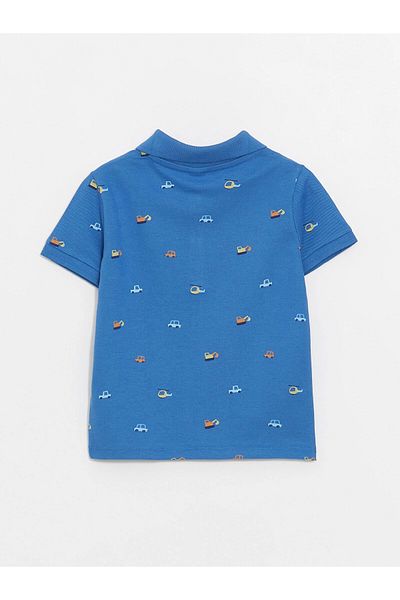 LC Waikiki Lcw Kids Blue Polo Neck Short Sleeve Printed Baby Boy T-Shirt