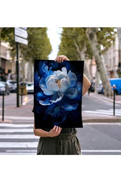 Rosaart Frameless Poster, Digital Printing, Blue and White Peony, Office Living Room Decoration, Poster
