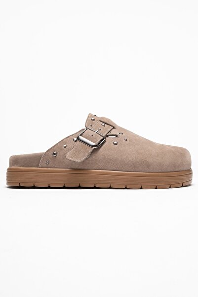 Zeynep Sıradağlı Elvarin Women's Leather Slippers Mink Suede