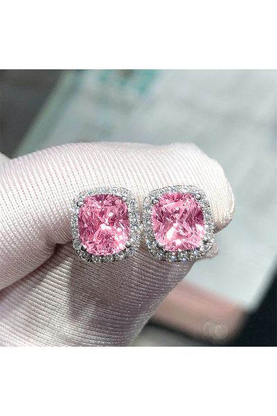 Choice E1049 Huitan Bright White/Yellow/Pink CZ Stud Earrings for Women Fashion Contracted Jewelry High Qua
