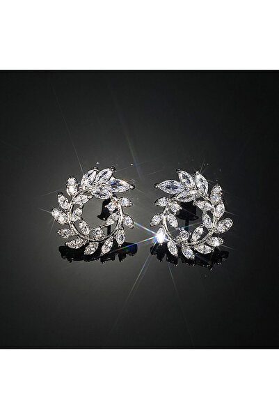 Choice E1212 Huitan Fashion Olive Branch Leaf Earrings for Women Full Paved S...