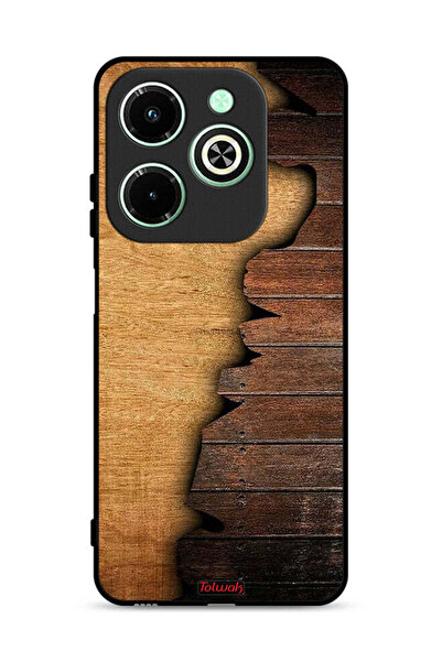 Tolwak غطاء حماية لهاتف Infinix Hot 40i 4G بنقشة خشبية عتيقة