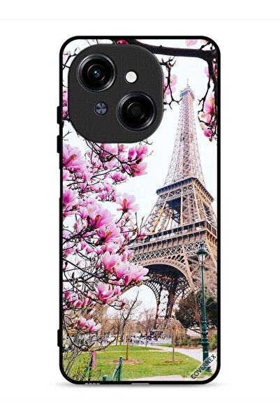 Covernex غطاء حماية لهاتف تكنو سبارك جو ١ ٤ جي بطبعة زهور وبرج إيفل