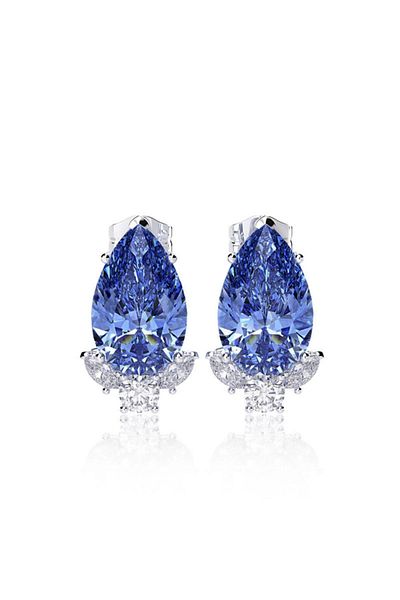 Choice E1096 Huitan Gorgeous Teardrop CZ Stud Earrings Bridal Wedding Engagement Accessories Pink/Blue Eleg