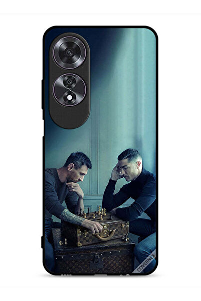 Covernex غطاء حماية لهاتف Oppo A60 بطبعة ميسي ضد رونالدو يلعبان الشطرنج