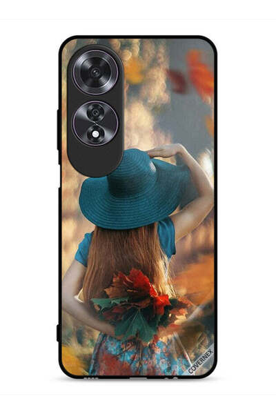 Covernex غطاء حماية لهاتف Oppo A60 بطبعة فتاة قبعة تخفي أوراق الحب