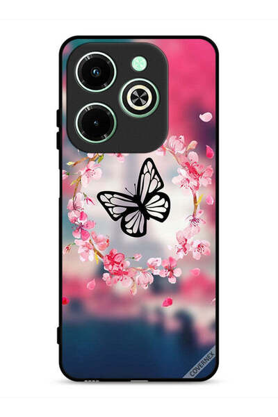 Covernex غطاء حماية لهاتف Infinix Hot 40i 4G بتصميم فراشة وحلقة زهور