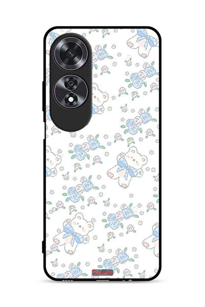 Tolwak غطاء حماية لهاتف Oppo A60 مع أيقونة دب تيدي لطيف وزهور