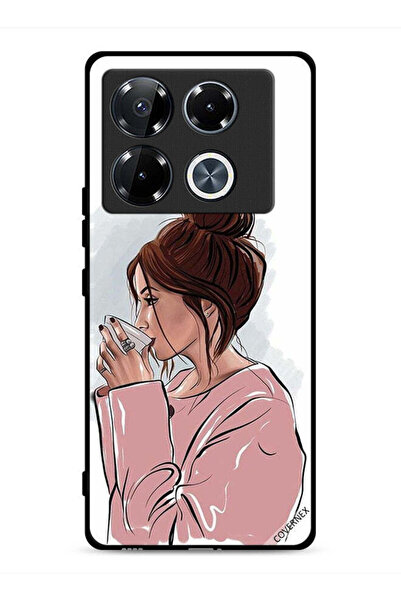 Covernex غطاء حماية لهاتف Infinix Note 40 Pro Plus 5G، رسم فتاة تشرب الشاي
