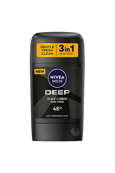 NIVEA Deep Black Carbon Antiperspirant Stick, for Men, 50 ml