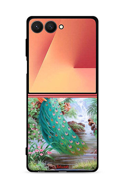 Tolwak غطاء حماية لهاتف Samsung Galaxy Z Flip7 بنقشة الطاووس
