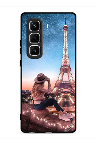 Covernex غطاء حماية لهاتف Infinix Hot 50 Pro 4G برسومات فتاة القبعة وبرج إيفل
