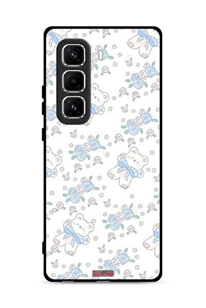 Tolwak غطاء حماية لهاتف Infinix Hot 50 Pro 4G مزين برسومات دب لطيف وزهور