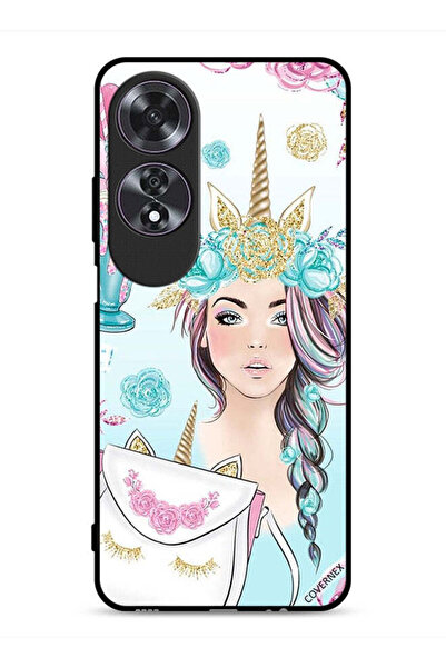 Covernex غطاء حماية لهاتف Oppo A60 مع رموش على الحقيبة وفتاة وحيد القرن