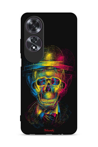 Tolwak غطاء حماية Oppo A60 بتصميم جمجمة وقبعة ملونة وفن خيالي