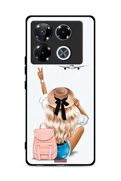 Tolwak غطاء حماية لهاتف Infinix Note 40 Pro 5G بتصميم فتاة تحب السفر
