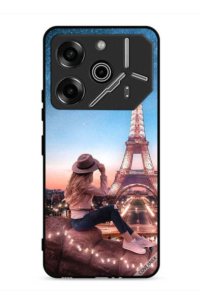 Covernex غطاء حماية لهاتف تكنو بوفا 6 برو 5G بطبعة فتاة القبعة وبرج إيفل