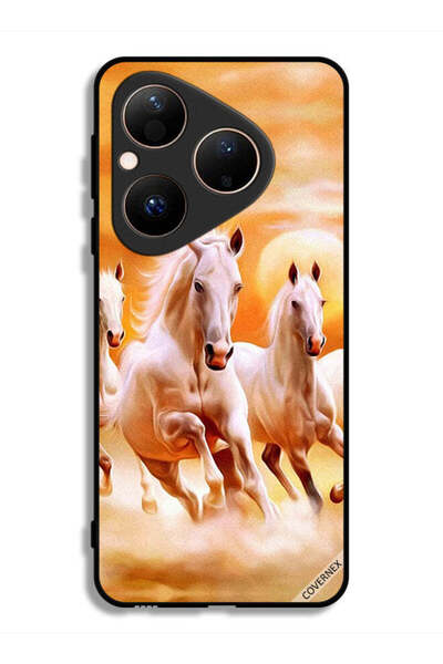 Covernex غطاء حماية لهاتف هواوي بيورا 80 بتصميم خيول تركض