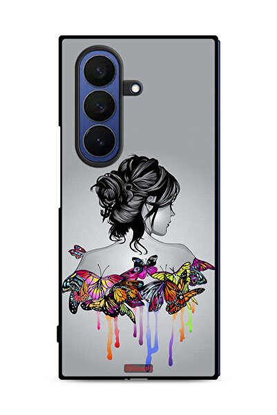 Tolwak غطاء حماية لهاتف سامسونج جالاكسي زد فولد 7 برسومات فراشات وفتاة تجريدية