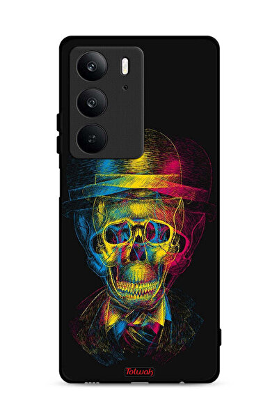 Tolwak غطاء حماية لهاتف Realme C75 4G برسومات جمجمة وقبعة ملونة وفن خيالي