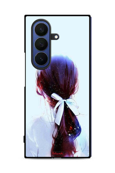 Tolwak غطاء حماية لهاتف Samsung Galaxy Z Fold7 بتصميم ربطة شعر مع رباط شعر فتاة