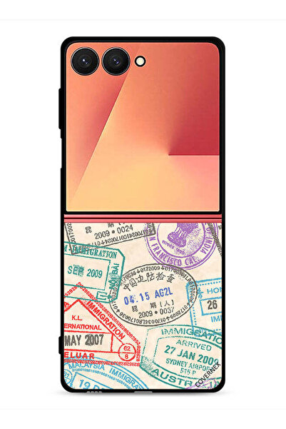 Covernex غطاء حماية لهاتف Samsung Galaxy Z Flip7 بنقشة طوابع السفر